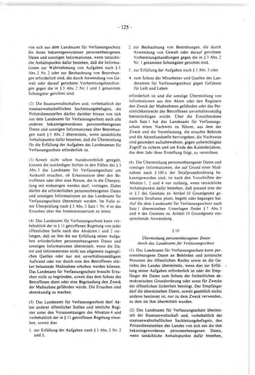 Seite 125 des Verfassungsschutzbericht 1991 Baden-Württemberg