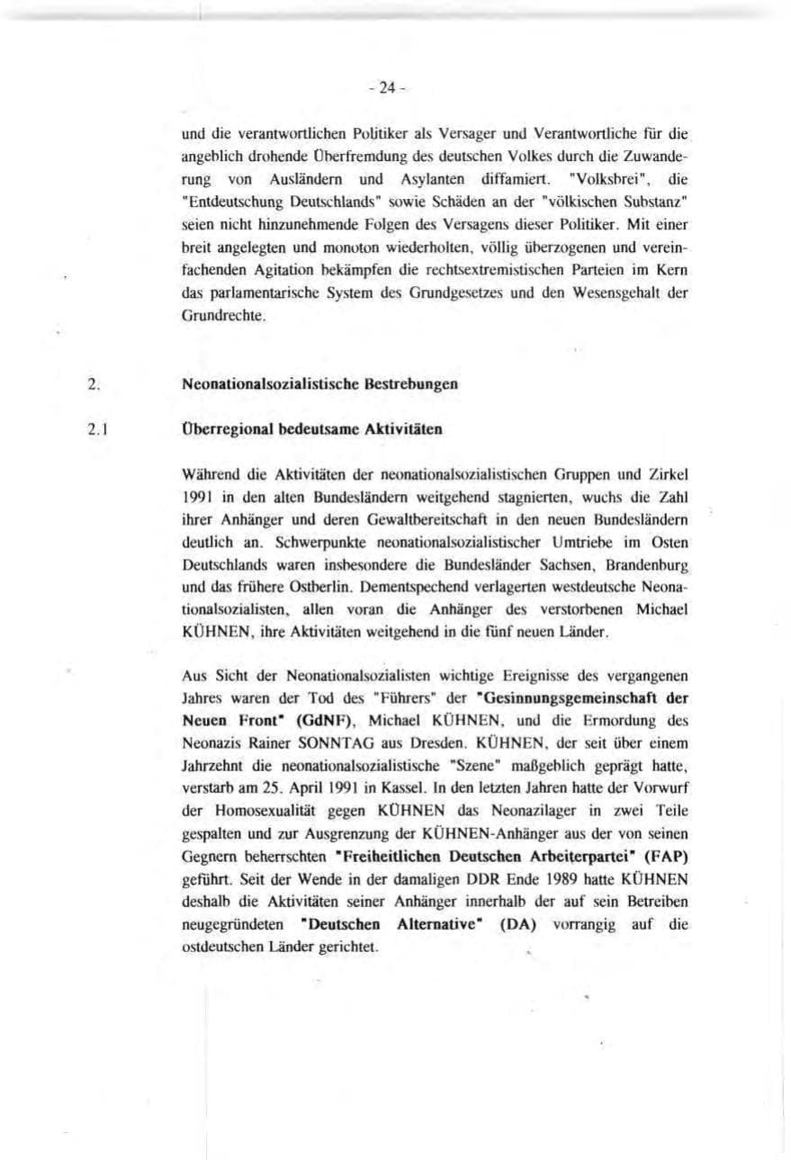 Seite 24 des Verfassungsschutzbericht 1991 Baden-Württemberg