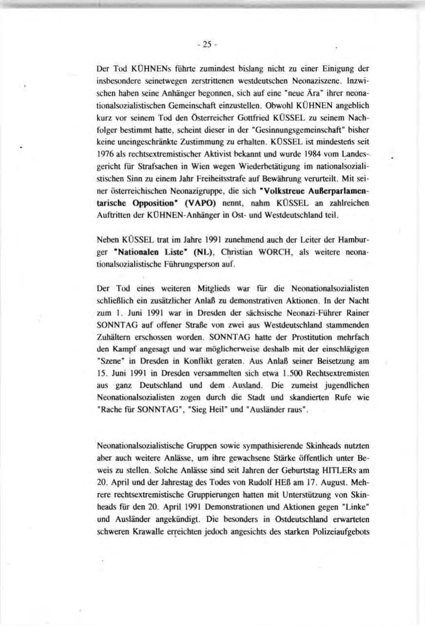 Seite 25 des Verfassungsschutzbericht 1991 Baden-Württemberg