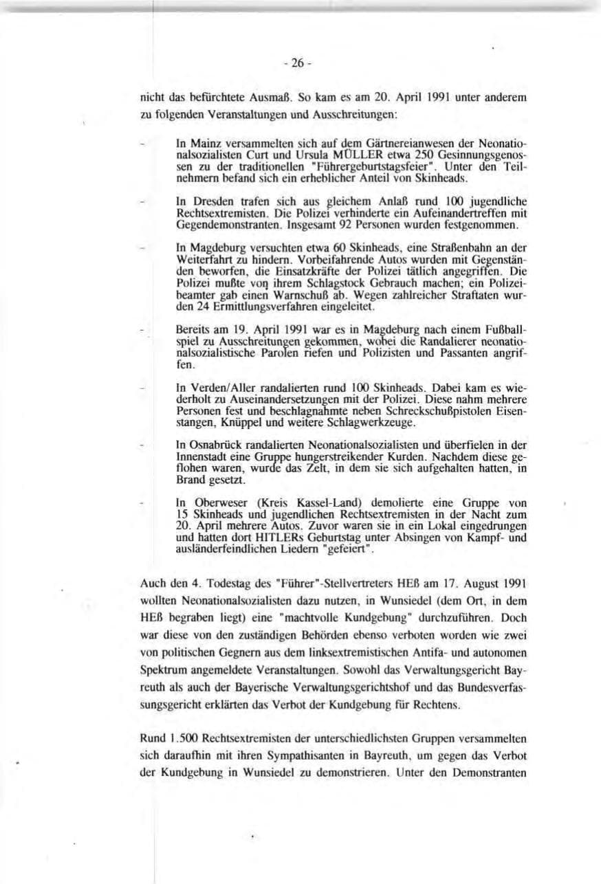 Seite 26 des Verfassungsschutzbericht 1991 Baden-Württemberg