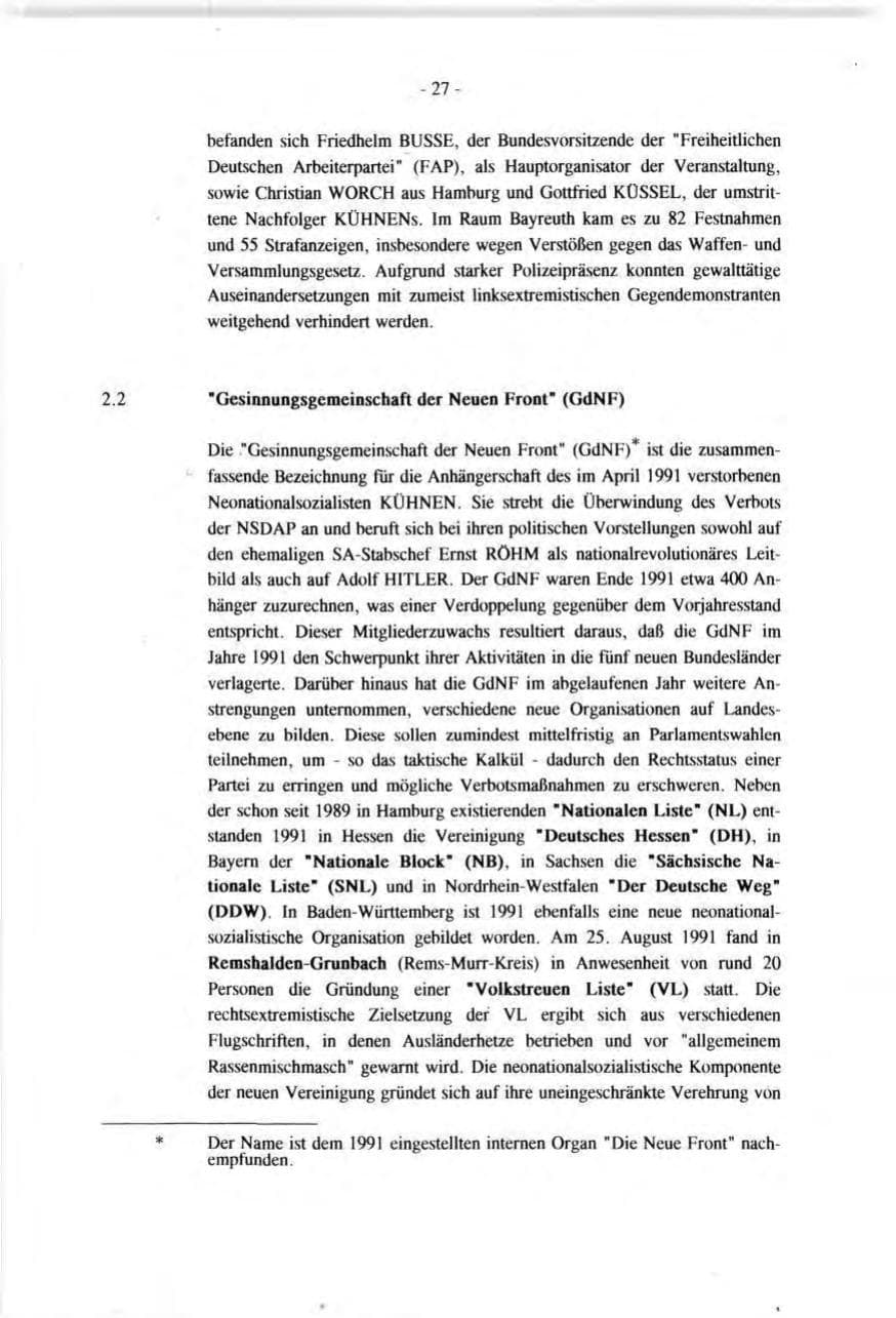 Seite 27 des Verfassungsschutzbericht 1991 Baden-Württemberg