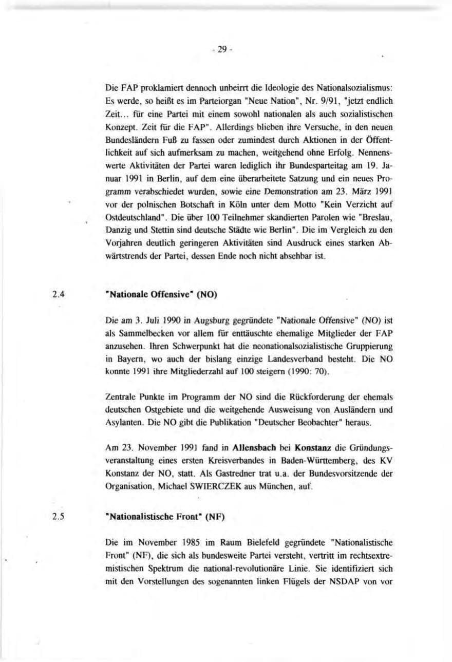 Seite 29 des Verfassungsschutzbericht 1991 Baden-Württemberg