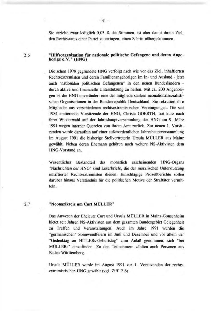 Seite 31 des Verfassungsschutzbericht 1991 Baden-Württemberg