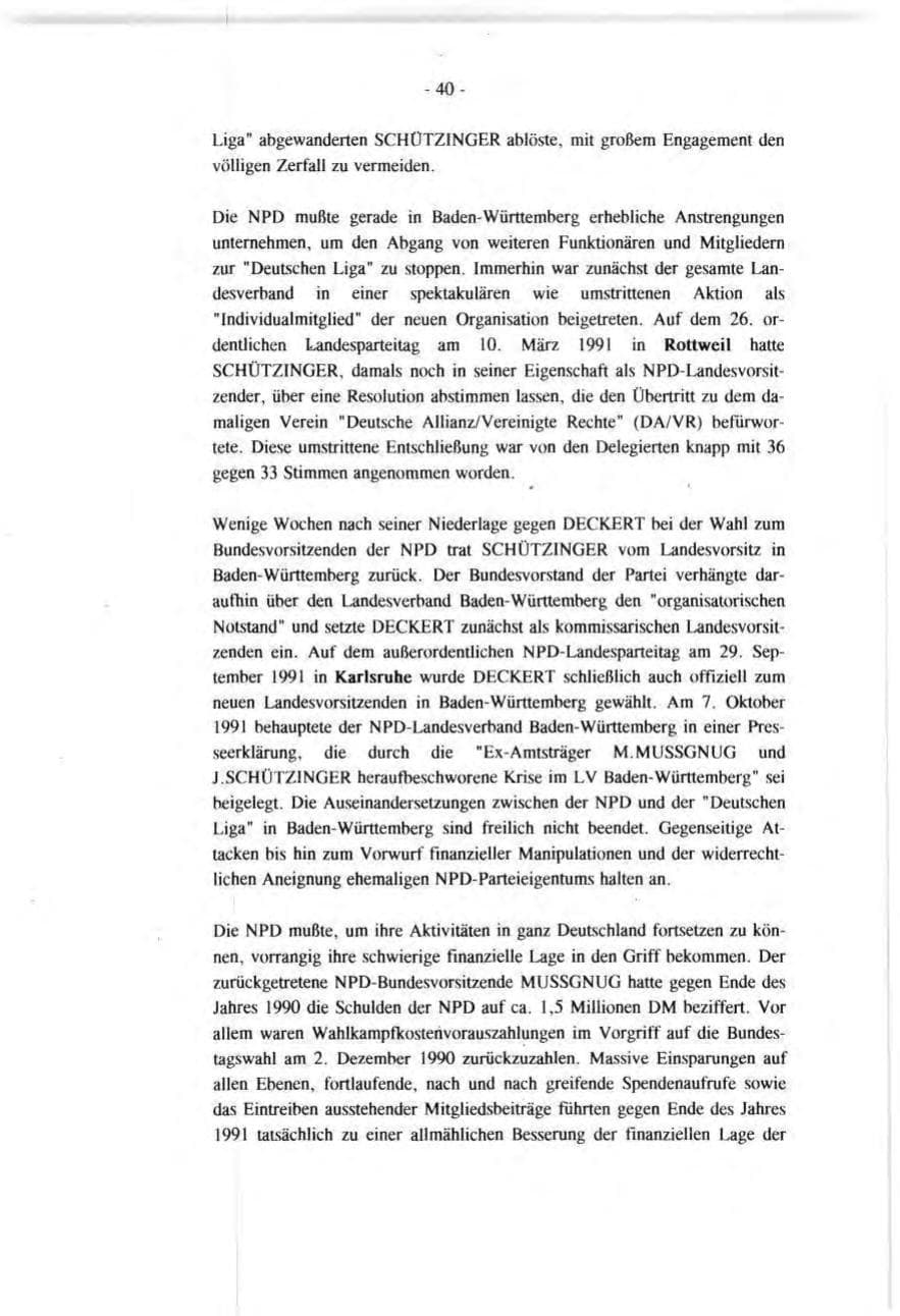 Seite 40 des Verfassungsschutzbericht 1991 Baden-Württemberg