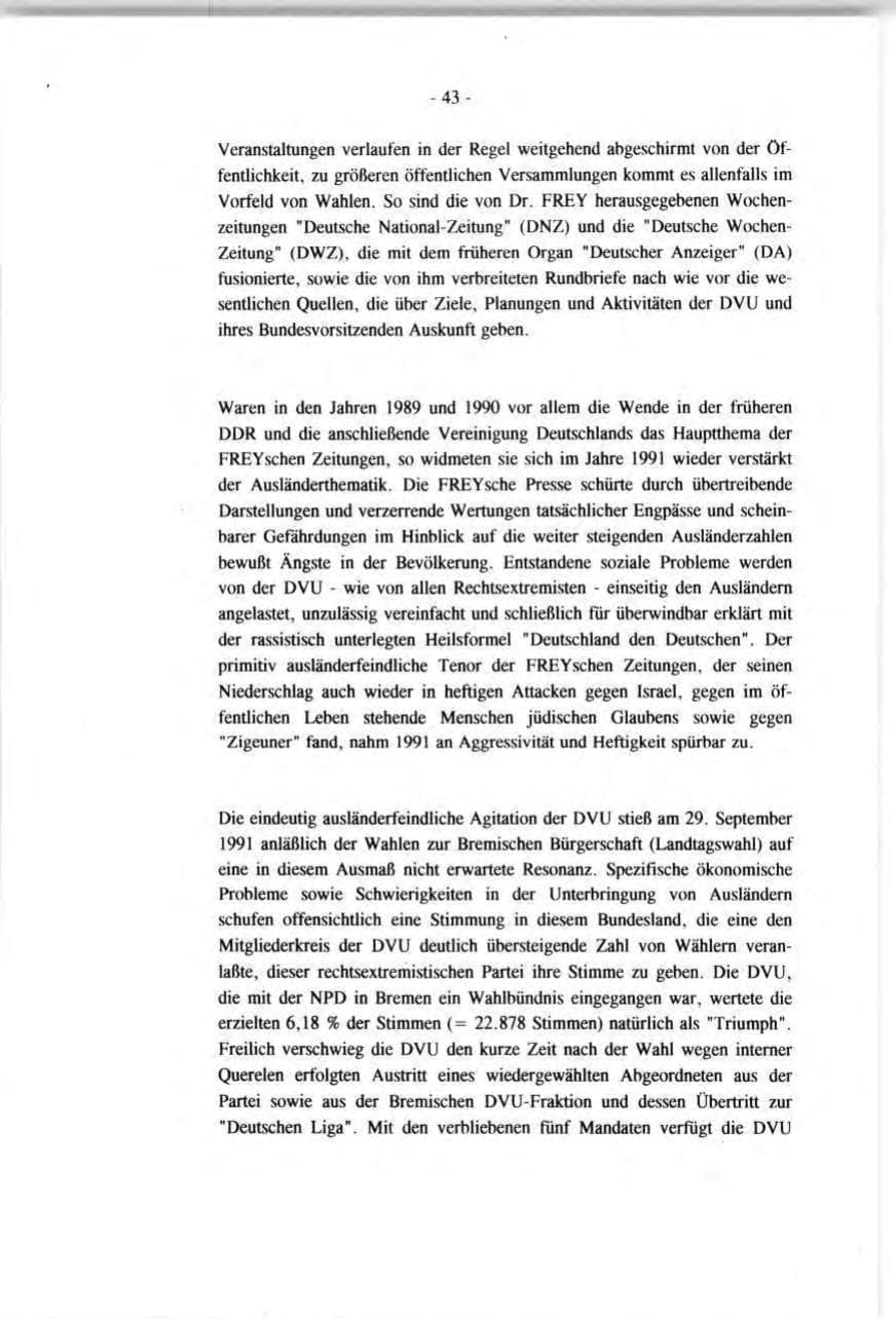 Seite 43 des Verfassungsschutzbericht 1991 Baden-Württemberg