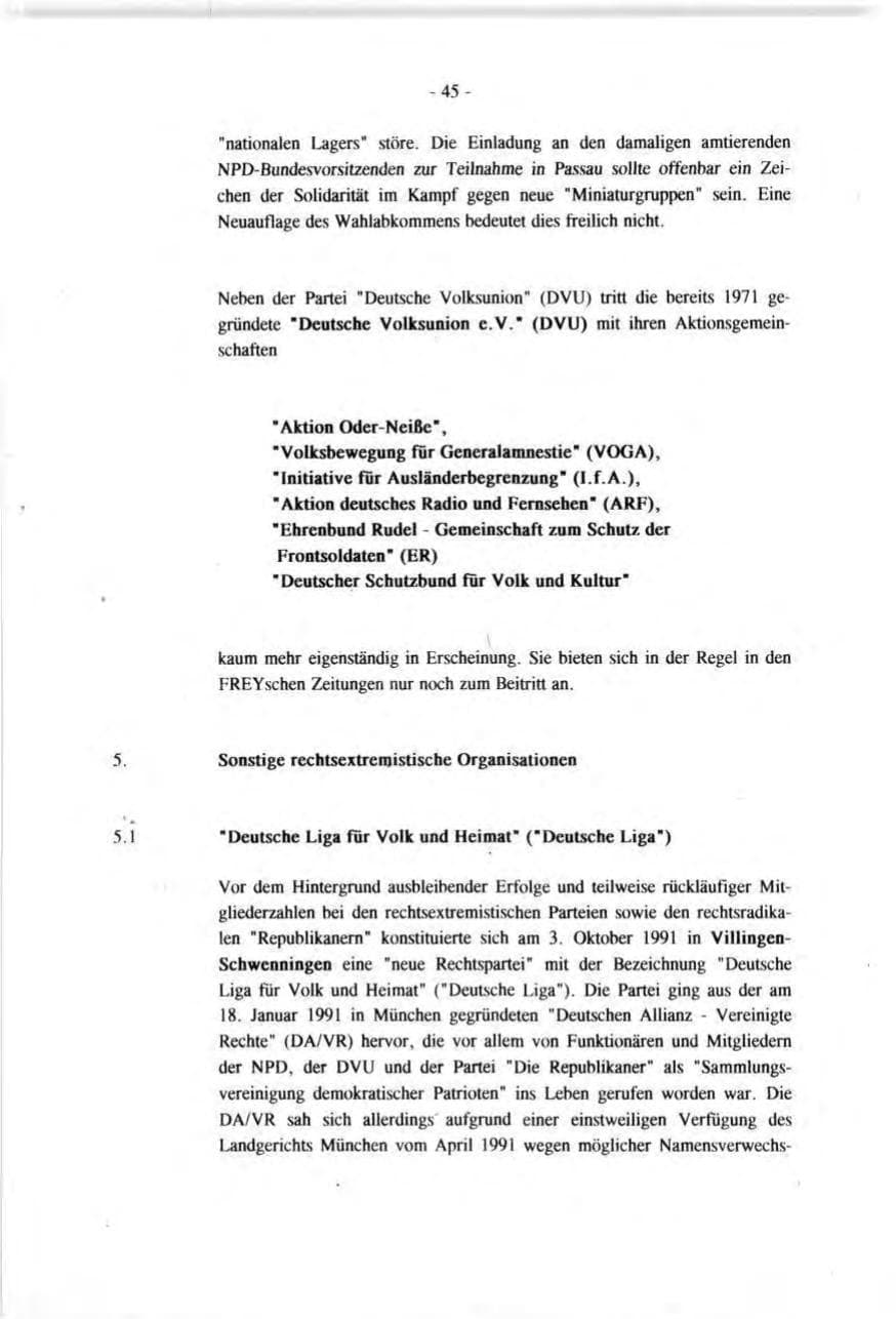 Seite 45 des Verfassungsschutzbericht 1991 Baden-Württemberg
