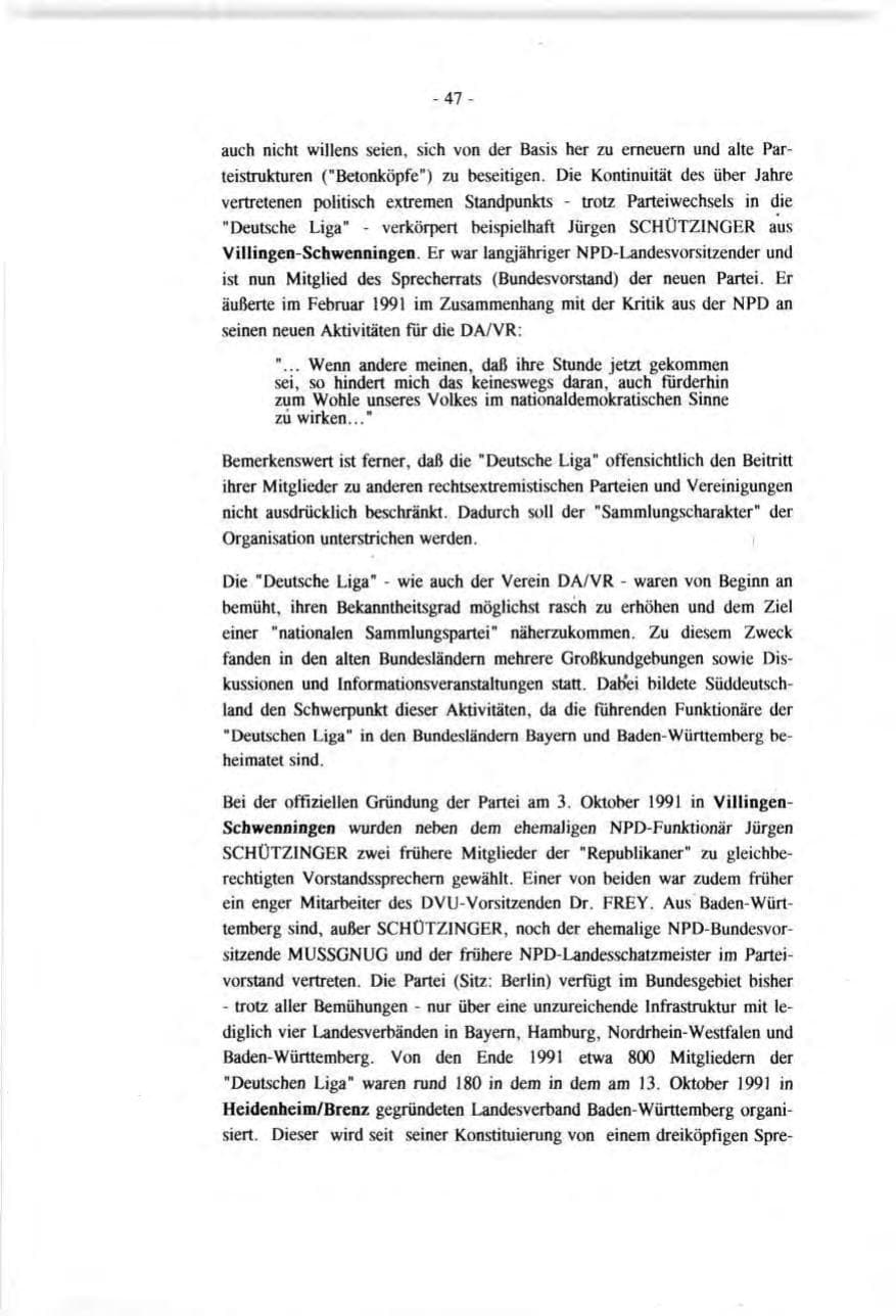 Seite 47 des Verfassungsschutzbericht 1991 Baden-Württemberg