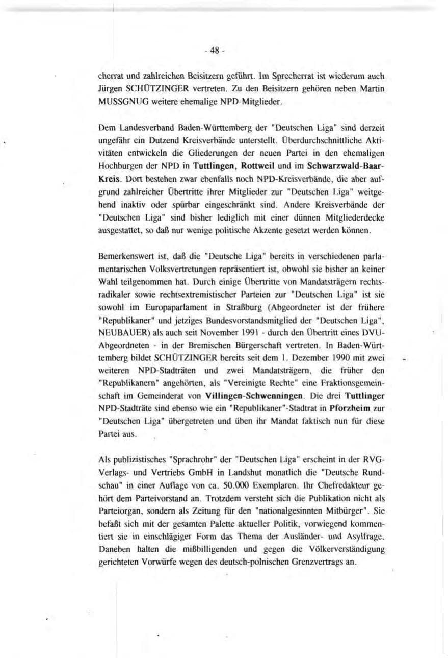 Seite 48 des Verfassungsschutzbericht 1991 Baden-Württemberg