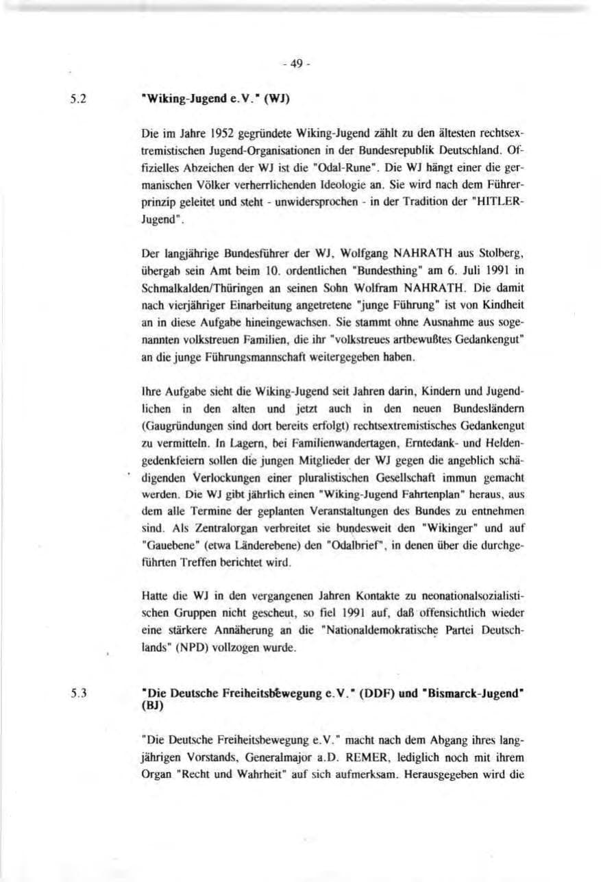 Seite 49 des Verfassungsschutzbericht 1991 Baden-Württemberg