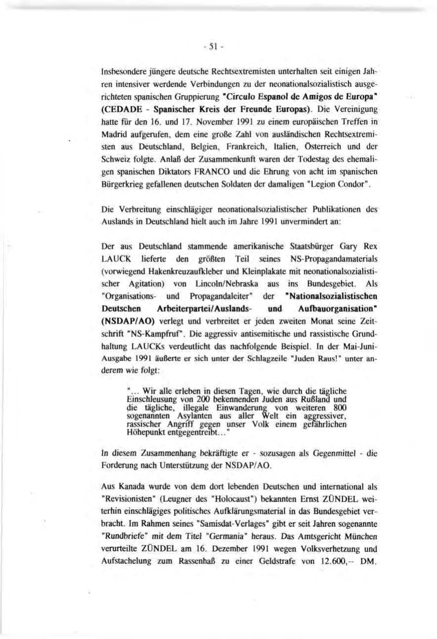 Seite 51 des Verfassungsschutzbericht 1991 Baden-Württemberg