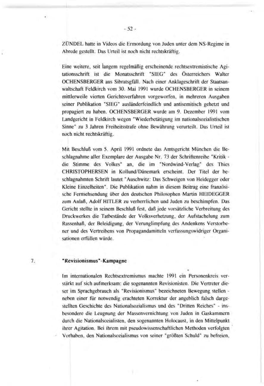 Seite 52 des Verfassungsschutzbericht 1991 Baden-Württemberg