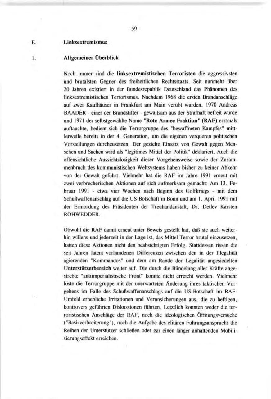 Seite 59 des Verfassungsschutzbericht 1991 Baden-Württemberg