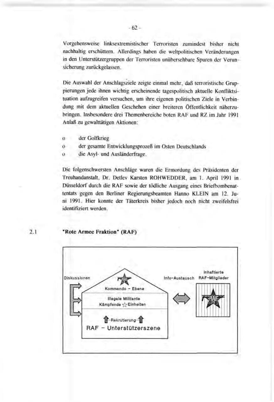 Seite 62 des Verfassungsschutzbericht 1991 Baden-Württemberg
