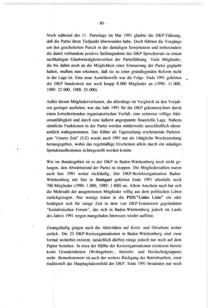 Seite 80 des Verfassungsschutzbericht 1991 Baden-Württemberg