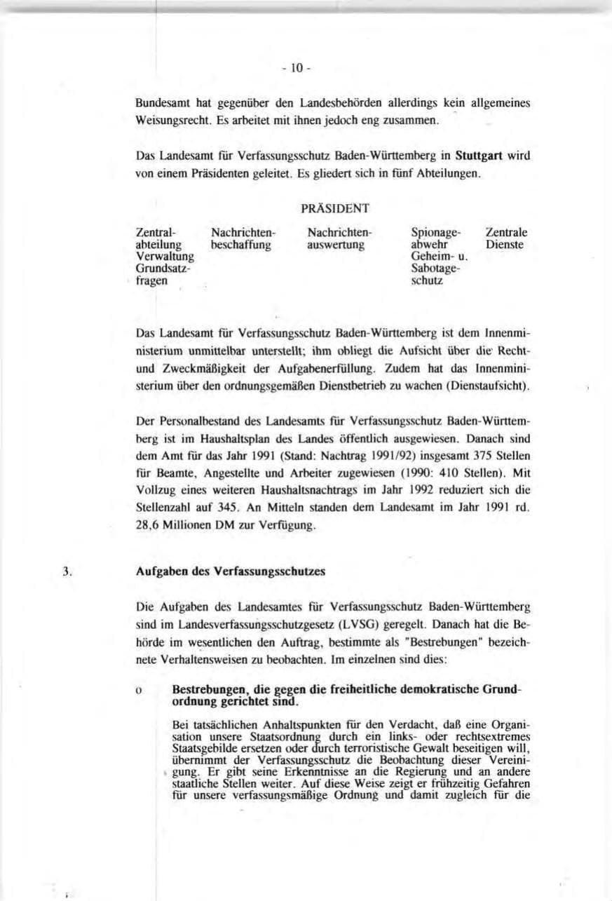Seite 10 des Verfassungsschutzbericht 1991 Baden-Württemberg
