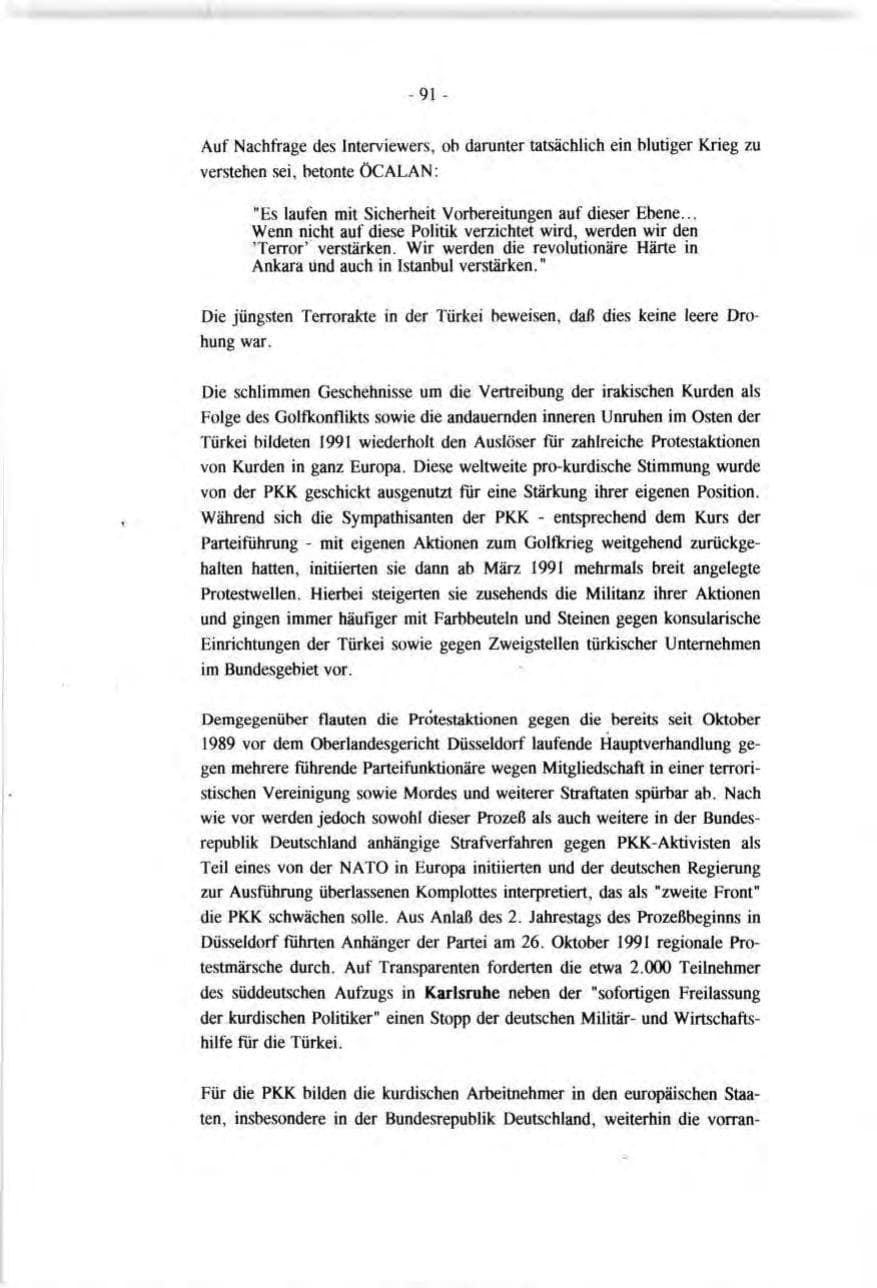 Seite 91 des Verfassungsschutzbericht 1991 Baden-Württemberg