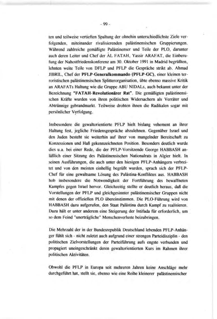 Seite 99 des Verfassungsschutzbericht 1991 Baden-Württemberg