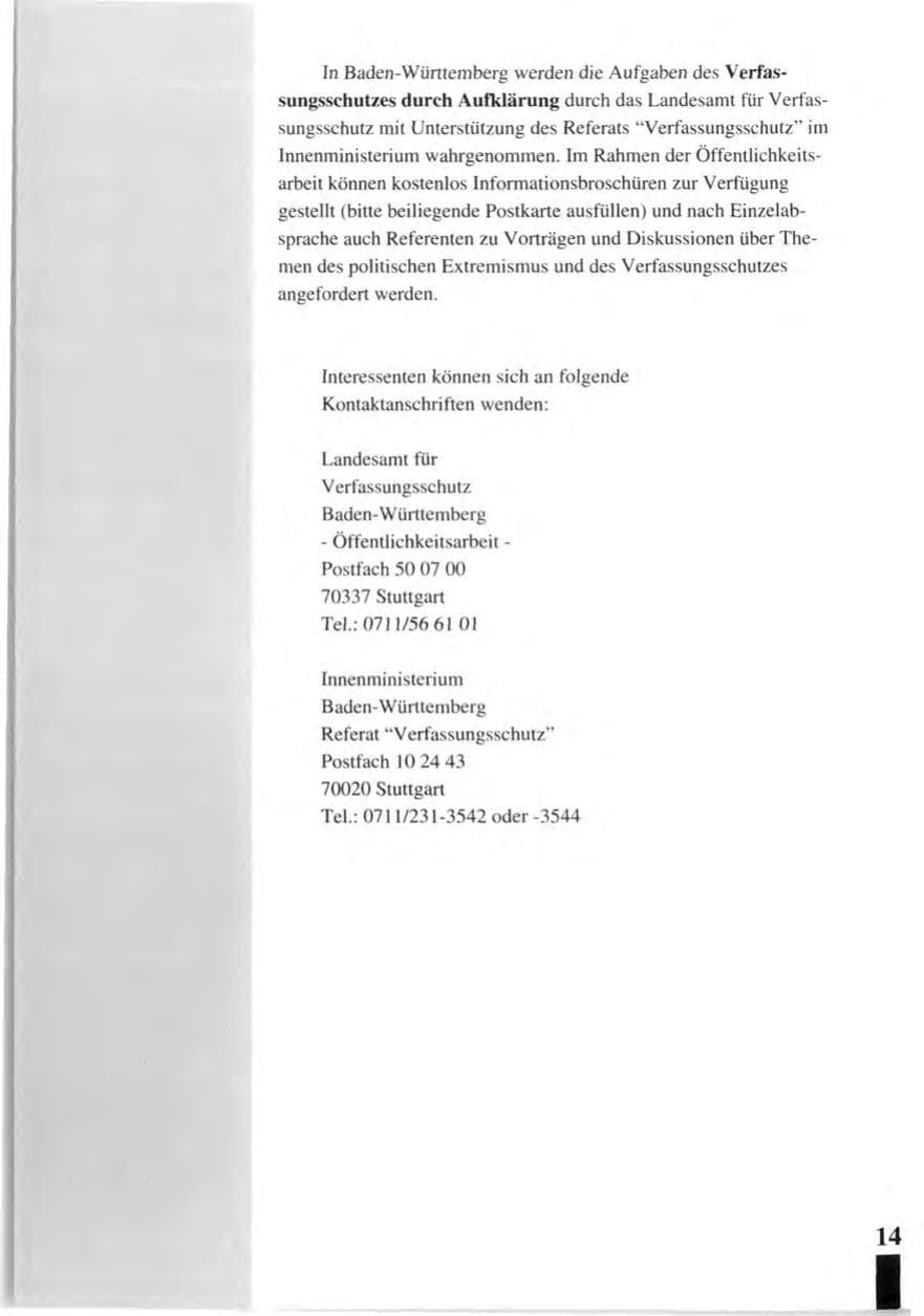 Seite 16 des Verfassungsschutzbericht 1992 Baden-Württemberg