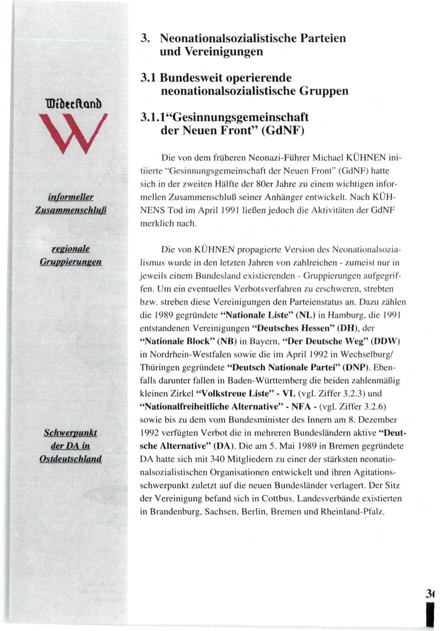 Seite 38 des Verfassungsschutzbericht 1992 Baden-Württemberg