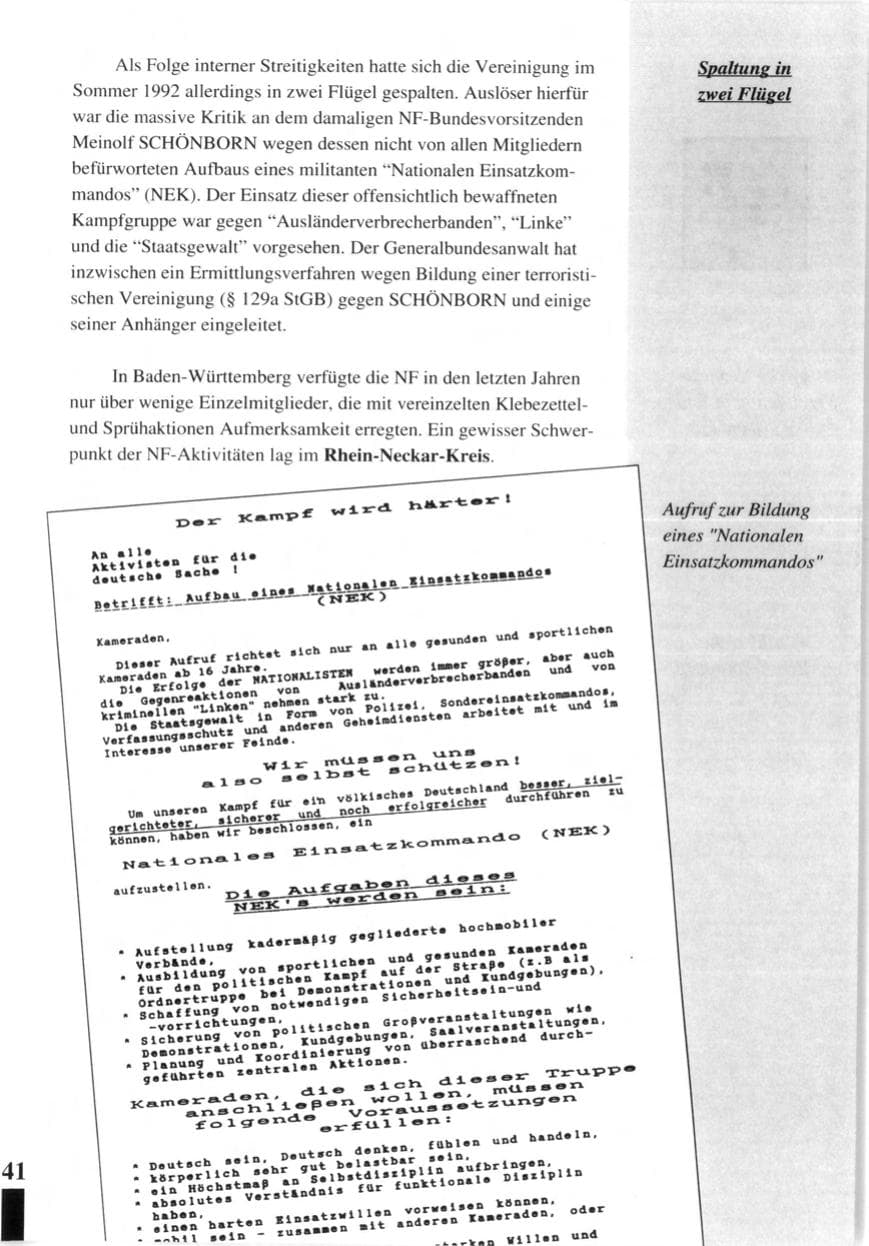 Seite 43 des Verfassungsschutzbericht 1992 Baden-Württemberg