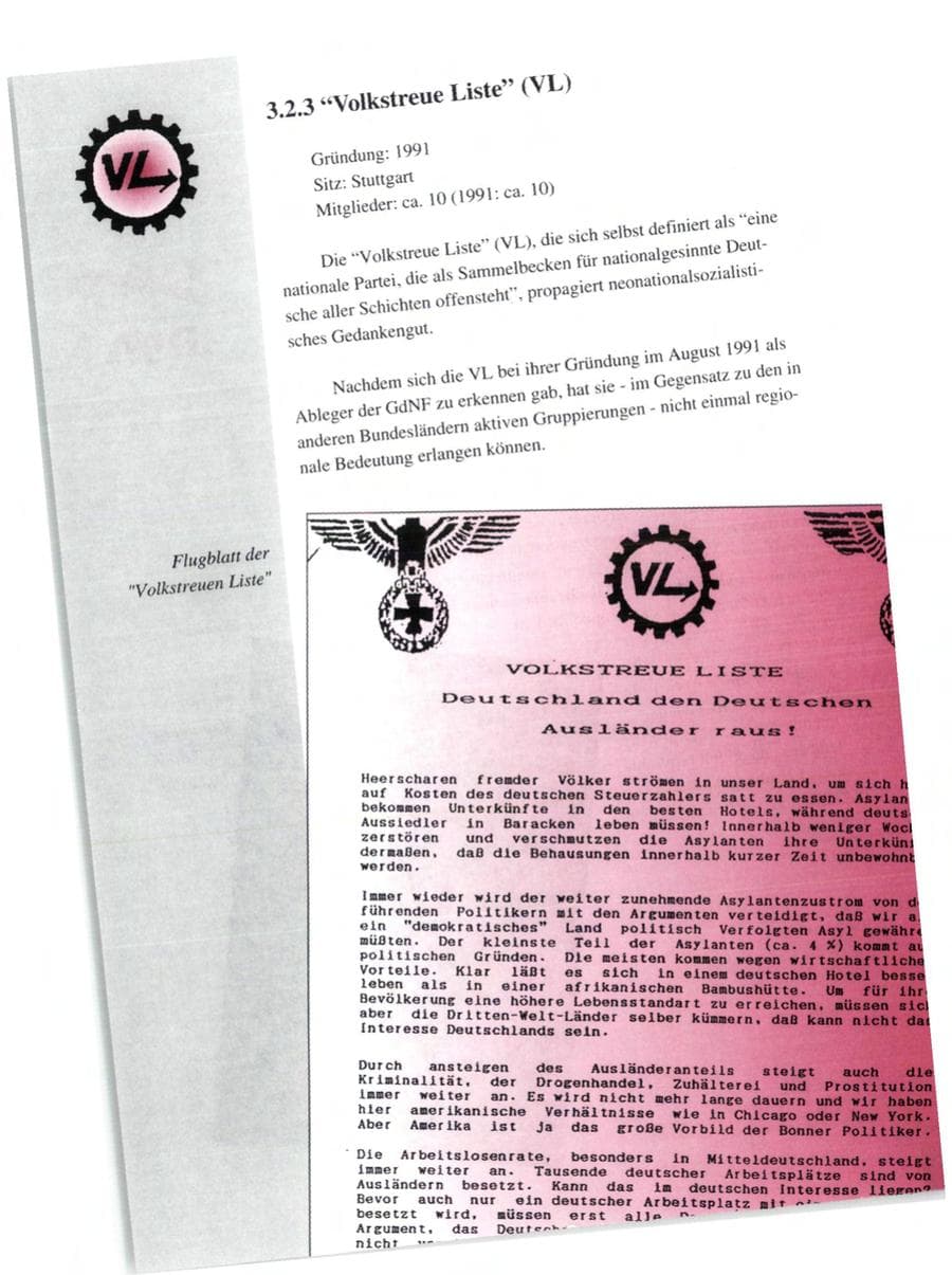 Seite 46 des Verfassungsschutzbericht 1992 Baden-Württemberg