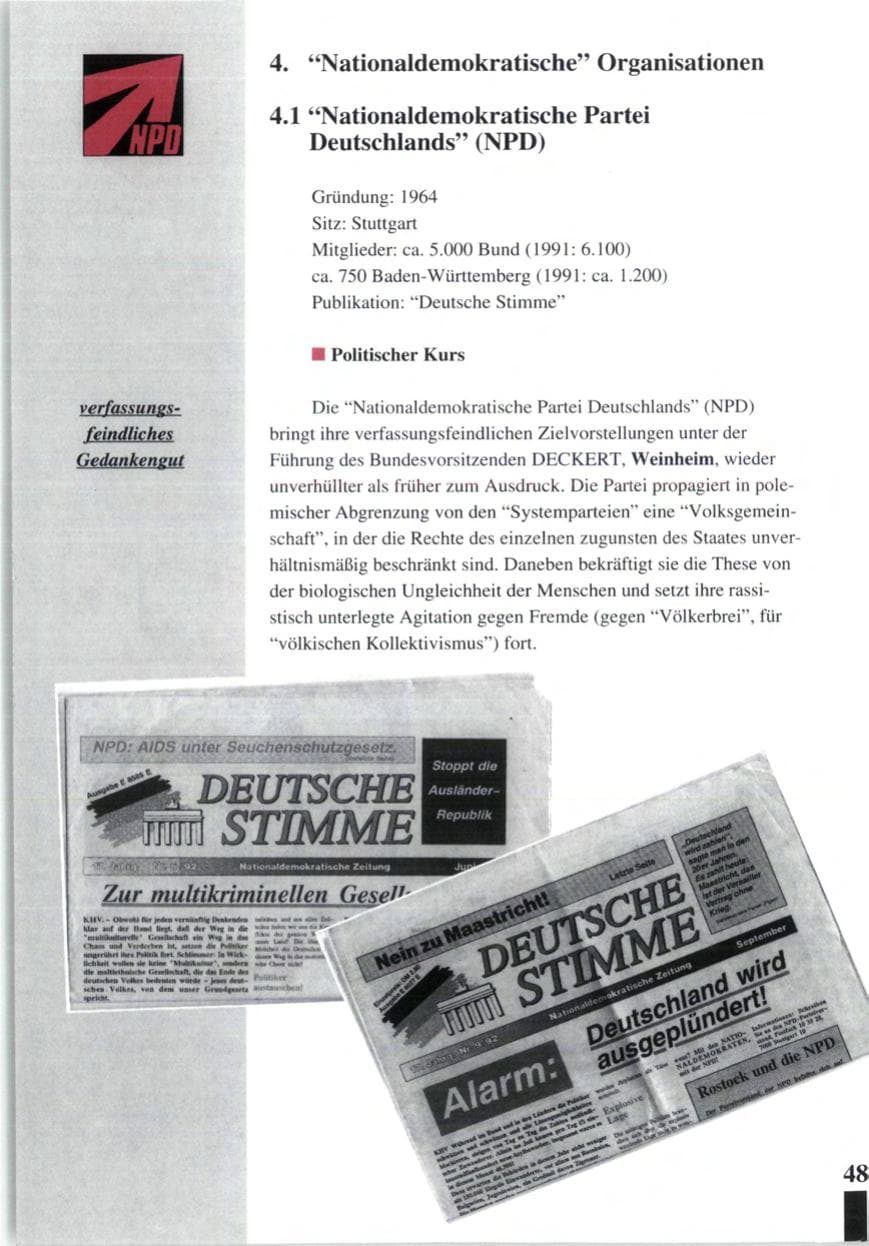 Seite 50 des Verfassungsschutzbericht 1992 Baden-Württemberg