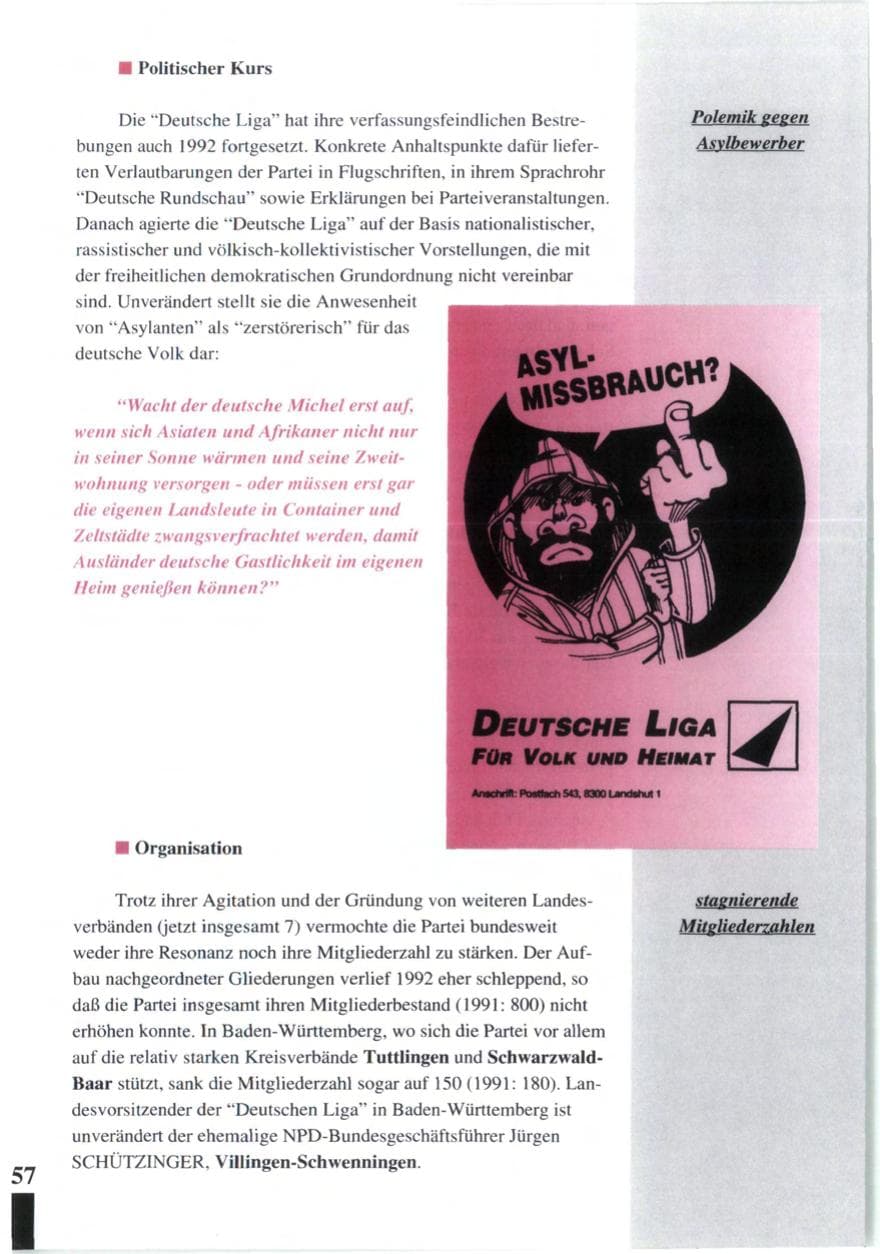Seite 59 des Verfassungsschutzbericht 1992 Baden-Württemberg