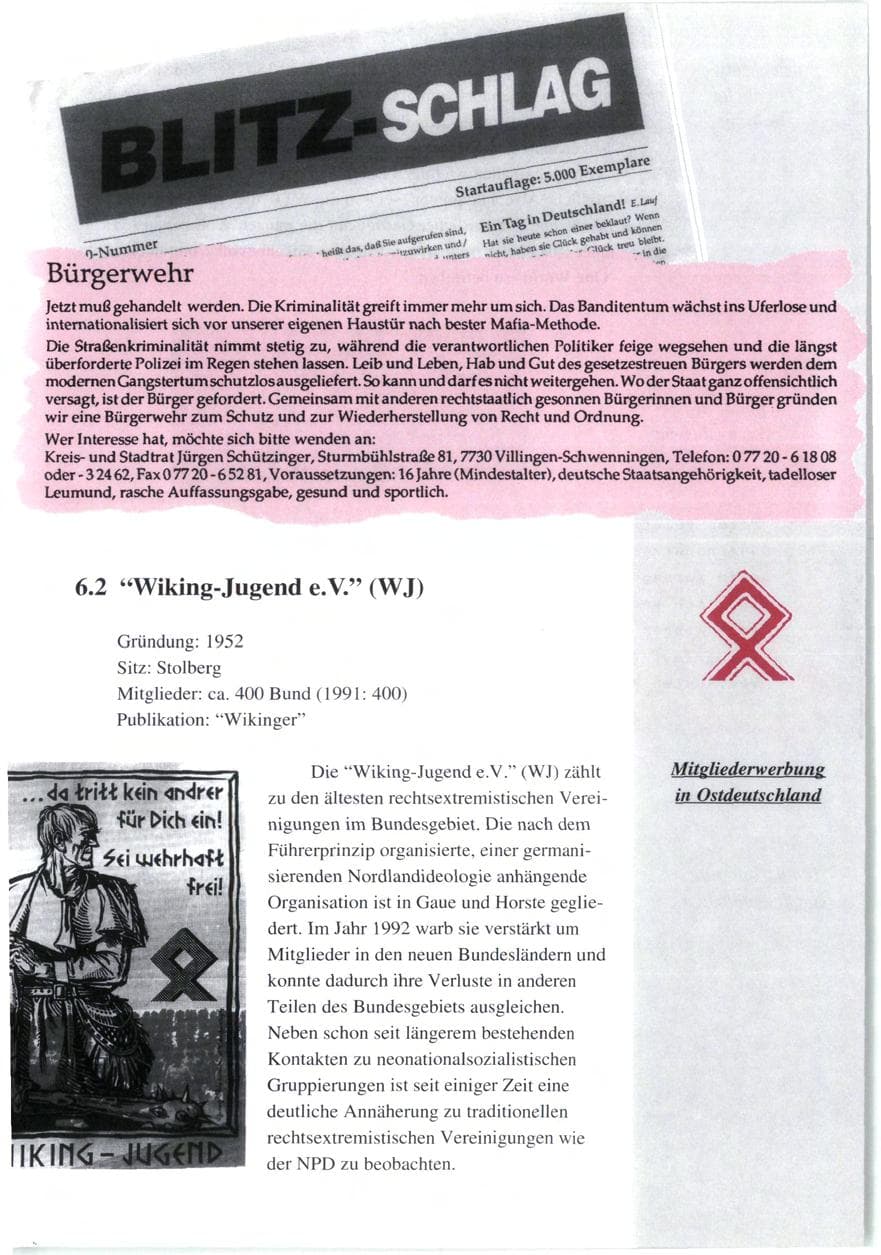Seite 61 des Verfassungsschutzbericht 1992 Baden-Württemberg
