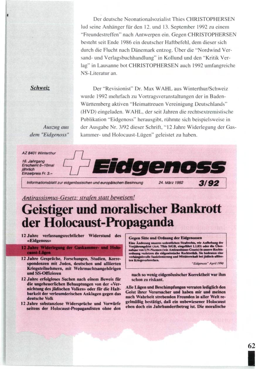 Seite 64 des Verfassungsschutzbericht 1992 Baden-Württemberg