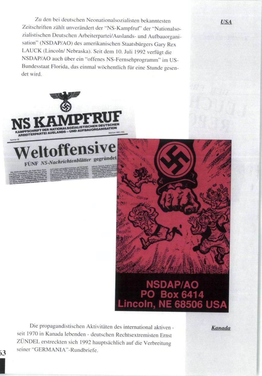 Seite 65 des Verfassungsschutzbericht 1992 Baden-Württemberg