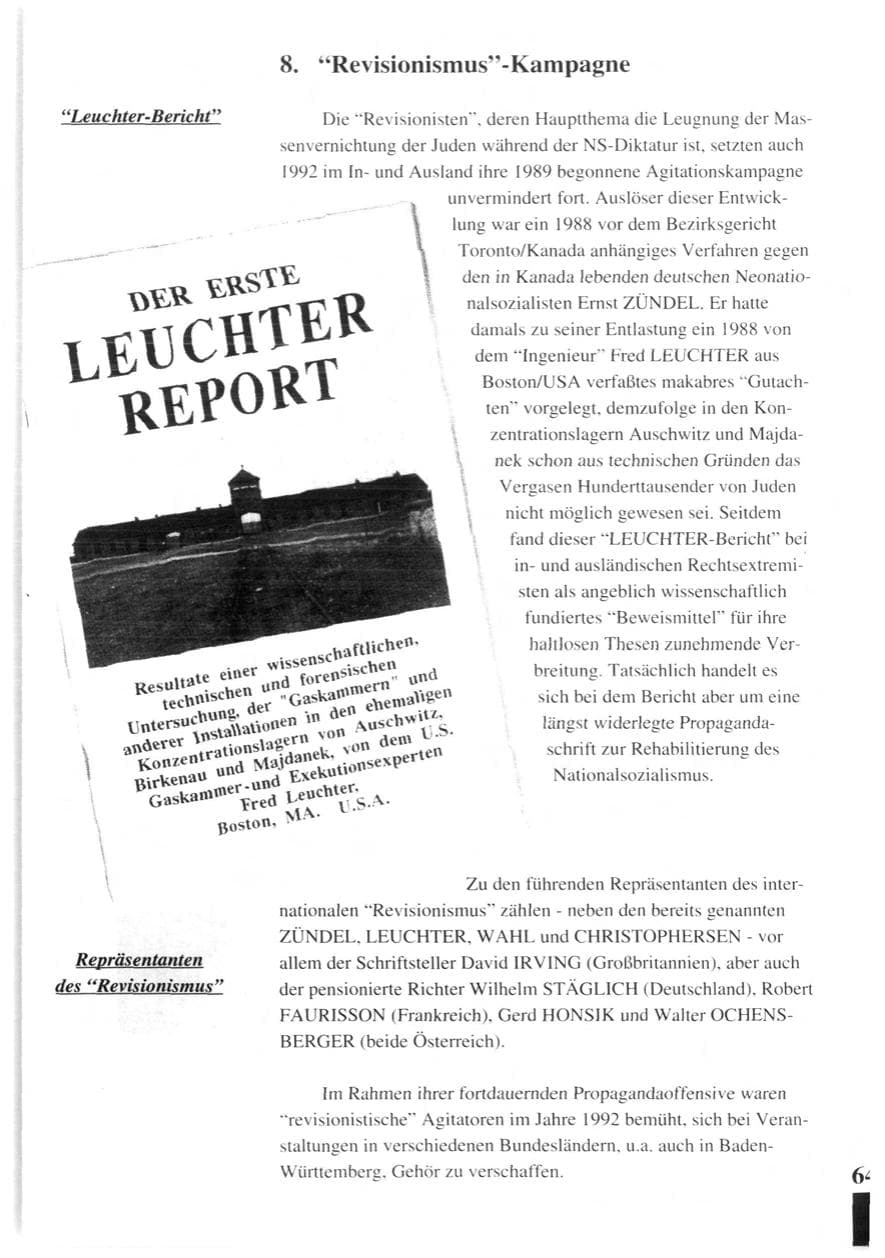 Seite 66 des Verfassungsschutzbericht 1992 Baden-Württemberg