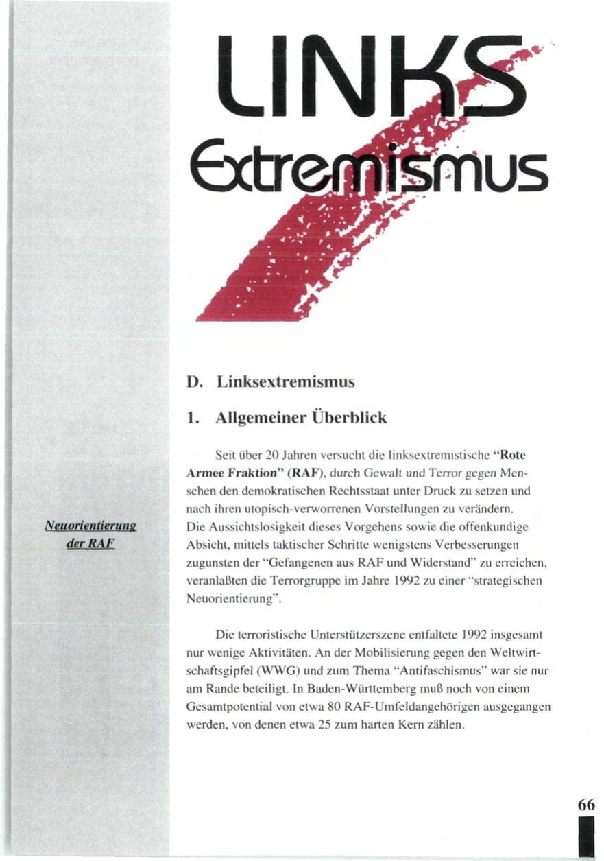 Seite 68 des Verfassungsschutzbericht 1992 Baden-Württemberg