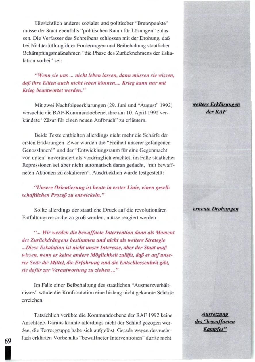 Seite 71 des Verfassungsschutzbericht 1992 Baden-Württemberg