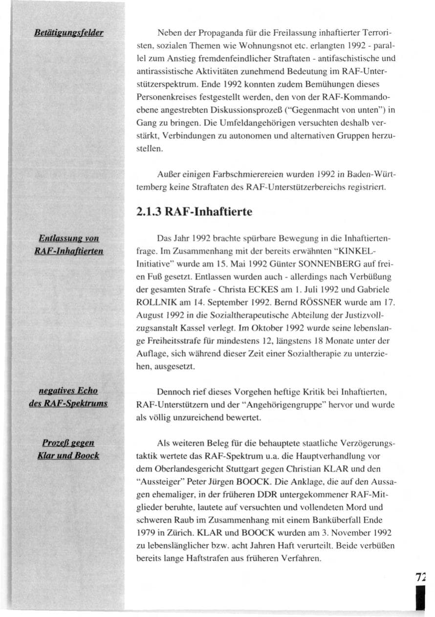 Seite 74 des Verfassungsschutzbericht 1992 Baden-Württemberg