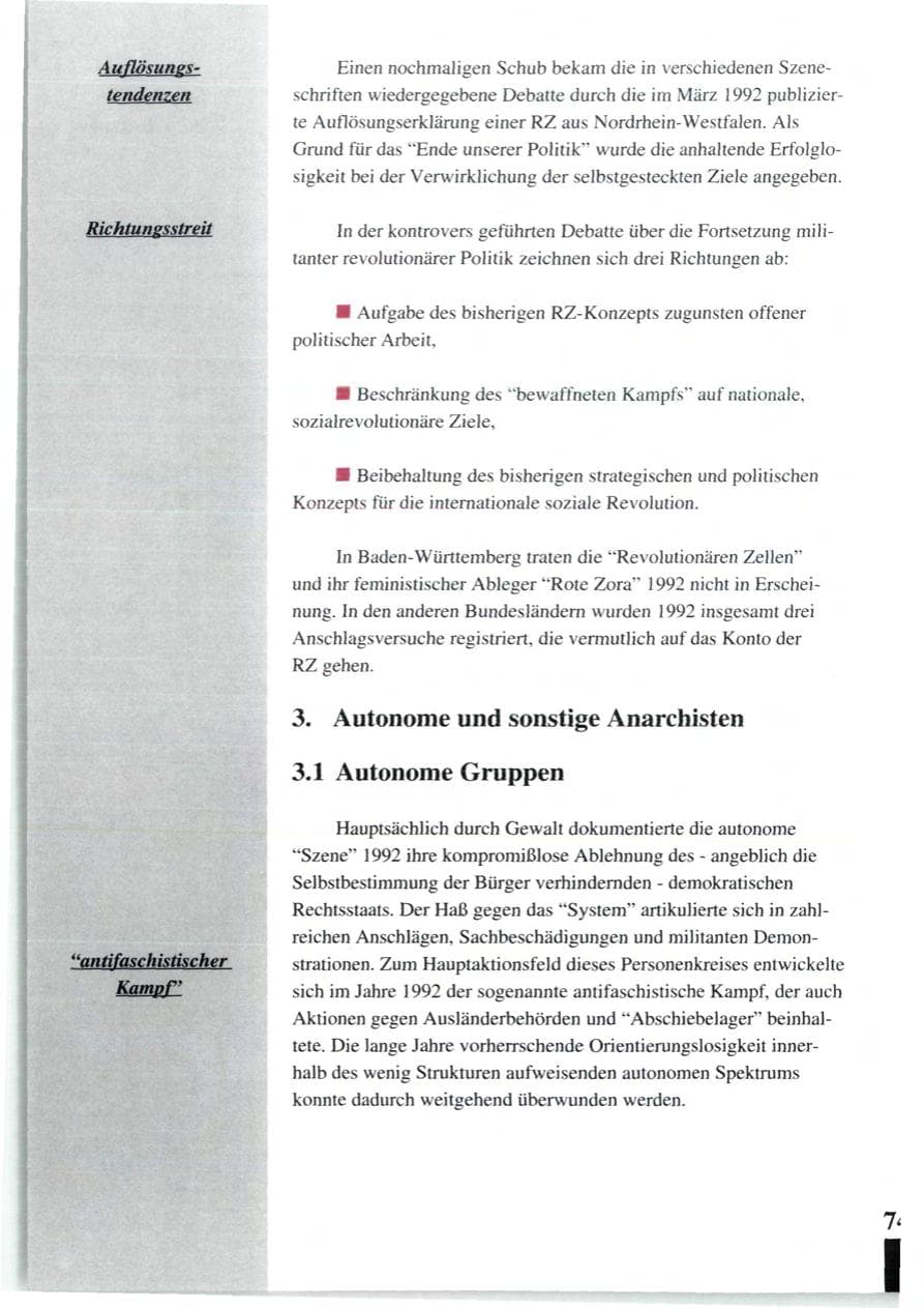 Seite 76 des Verfassungsschutzbericht 1992 Baden-Württemberg