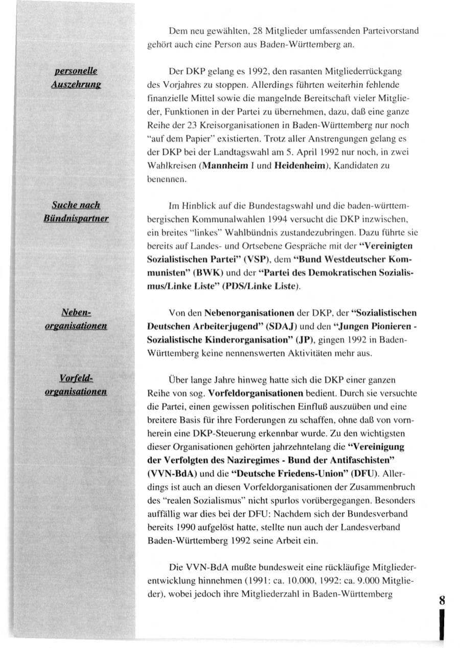 Seite 82 des Verfassungsschutzbericht 1992 Baden-Württemberg