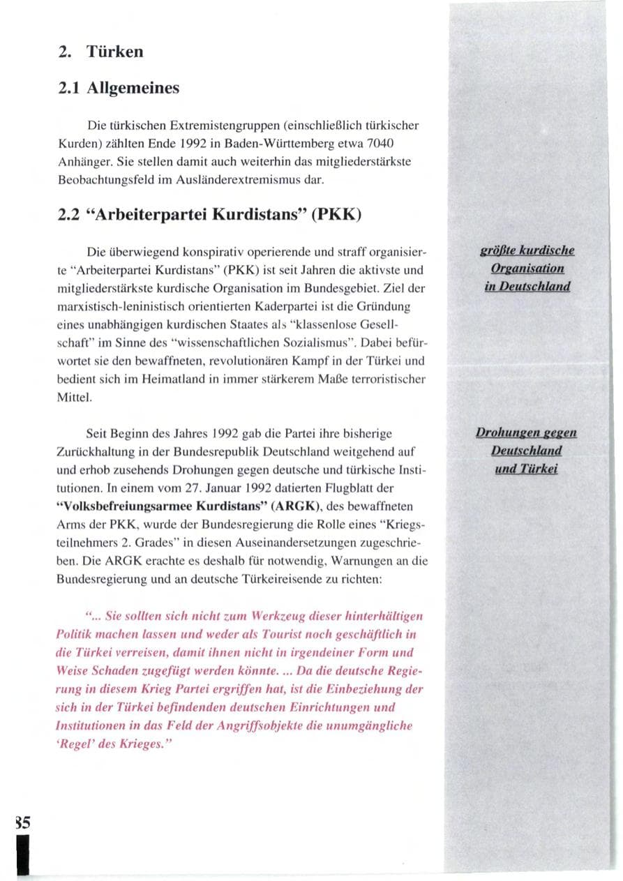 Seite 87 des Verfassungsschutzbericht 1992 Baden-Württemberg