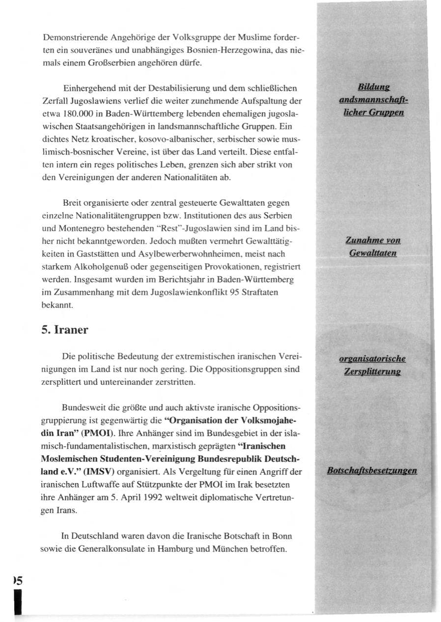 Seite 97 des Verfassungsschutzbericht 1992 Baden-Württemberg