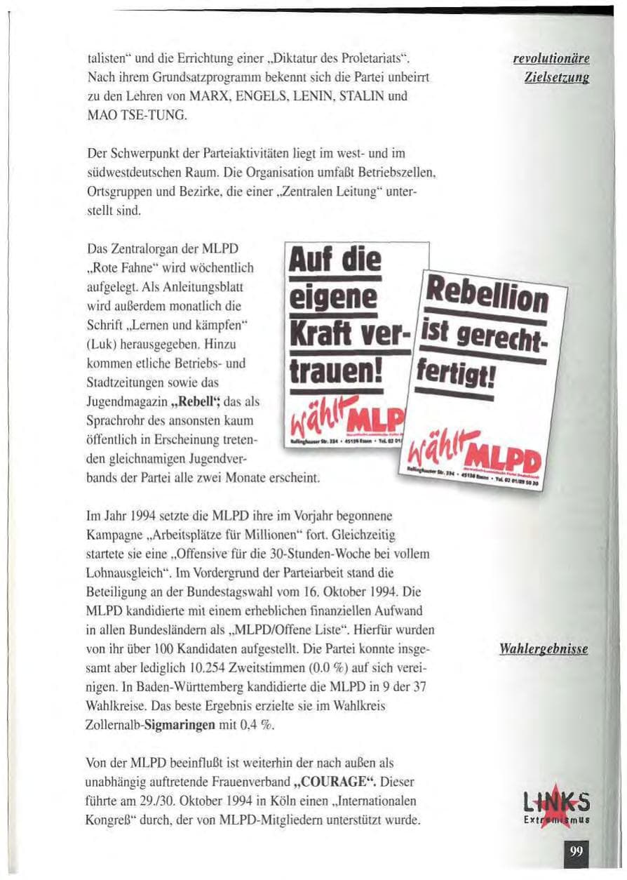 Seite 103 des Verfassungsschutzbericht 1994 Baden-Württemberg