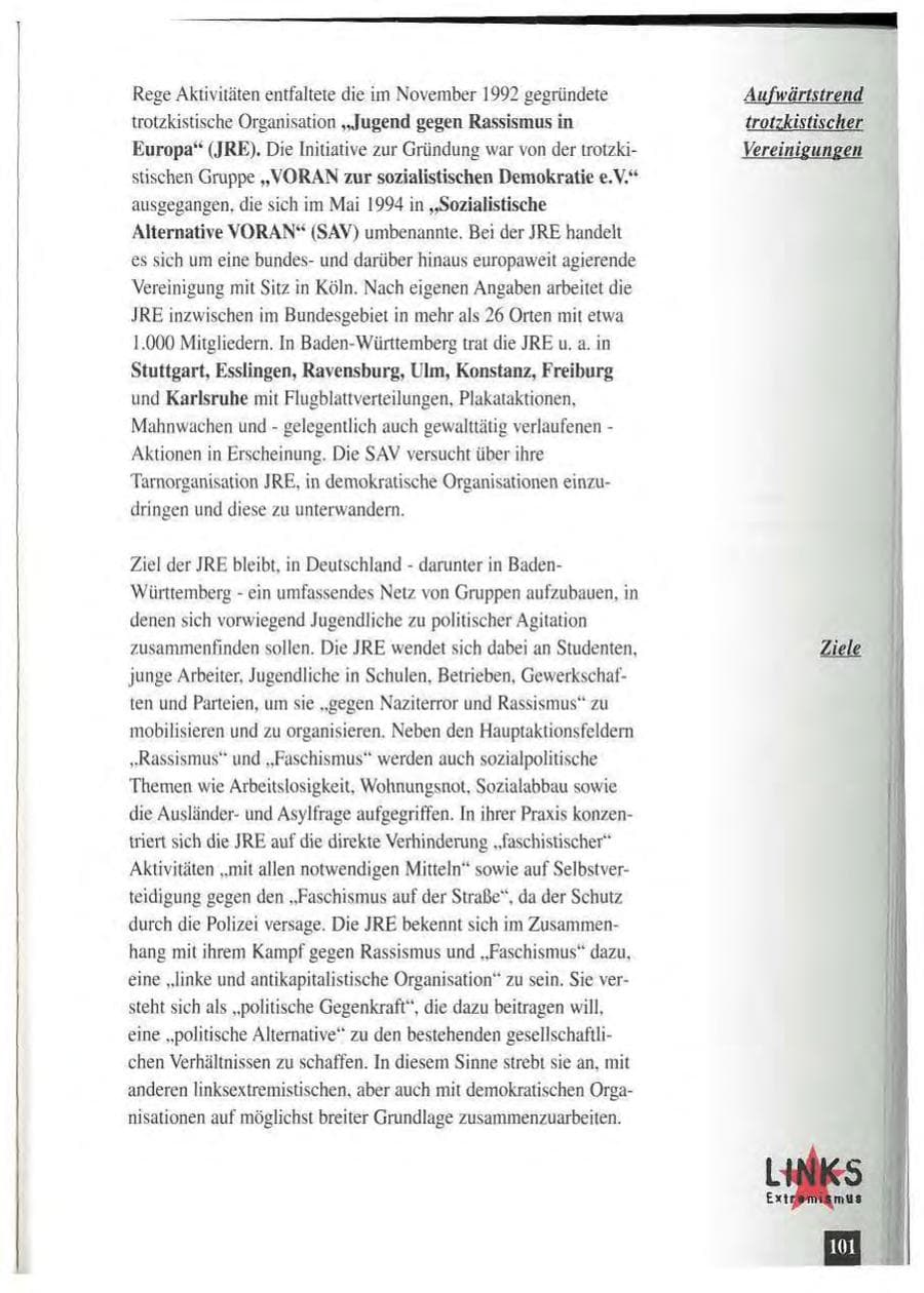 Seite 105 des Verfassungsschutzbericht 1994 Baden-Württemberg