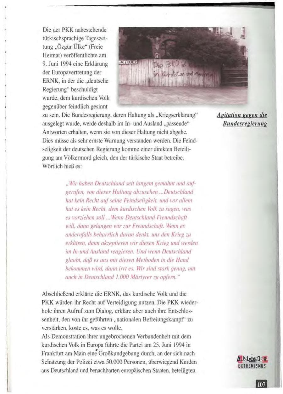 Seite 111 des Verfassungsschutzbericht 1994 Baden-Württemberg