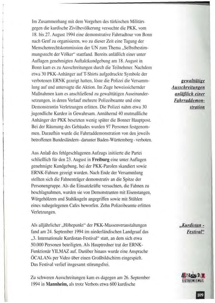 Seite 113 des Verfassungsschutzbericht 1994 Baden-Württemberg