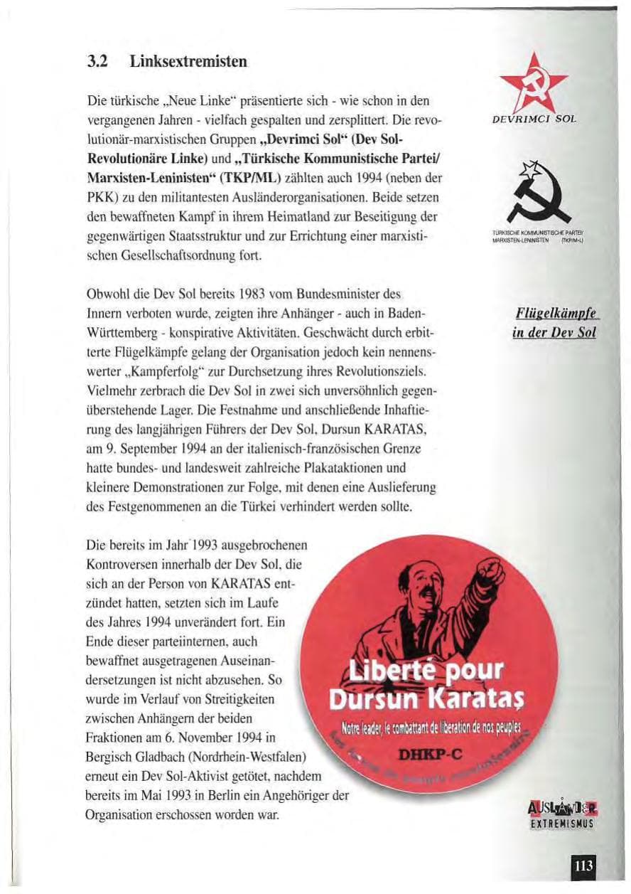 Seite 117 des Verfassungsschutzbericht 1994 Baden-Württemberg