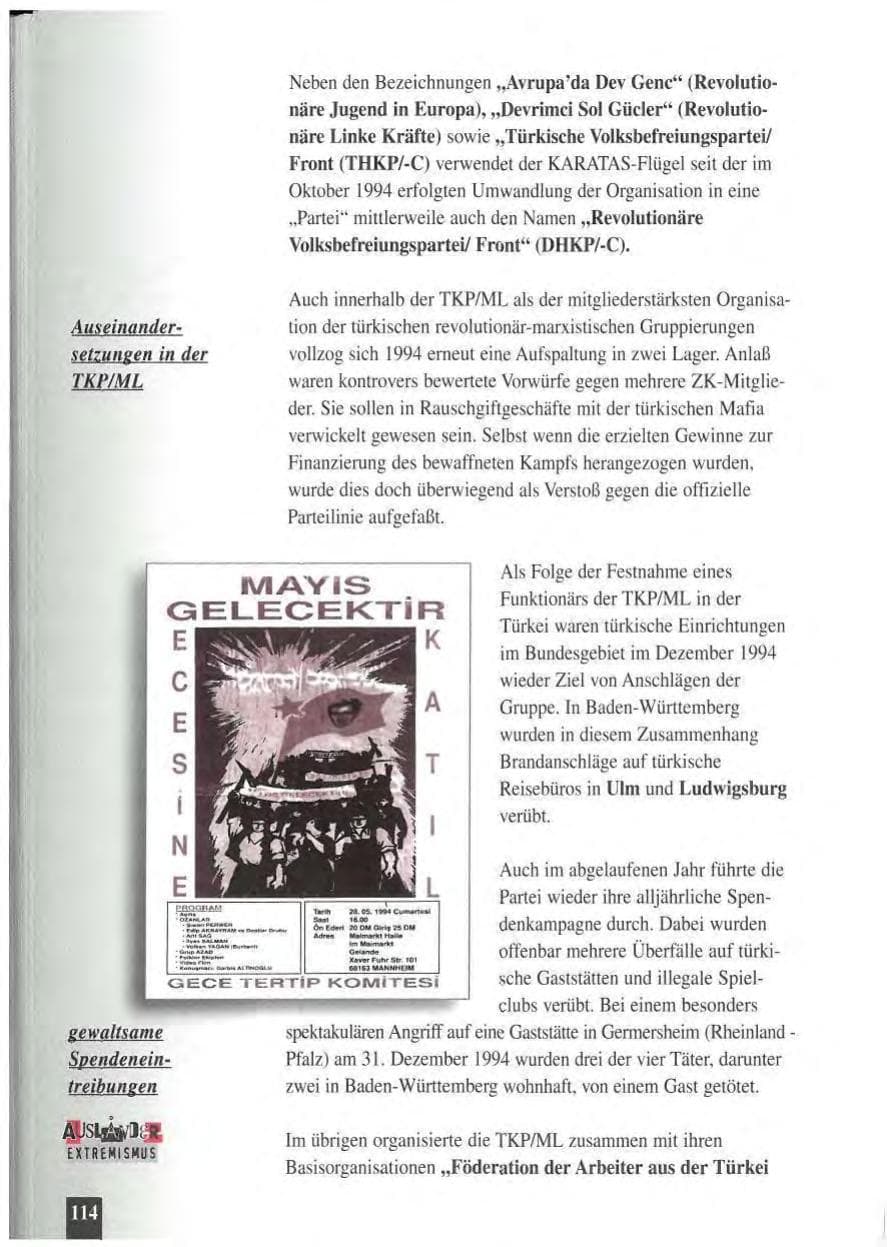 Seite 118 des Verfassungsschutzbericht 1994 Baden-Württemberg