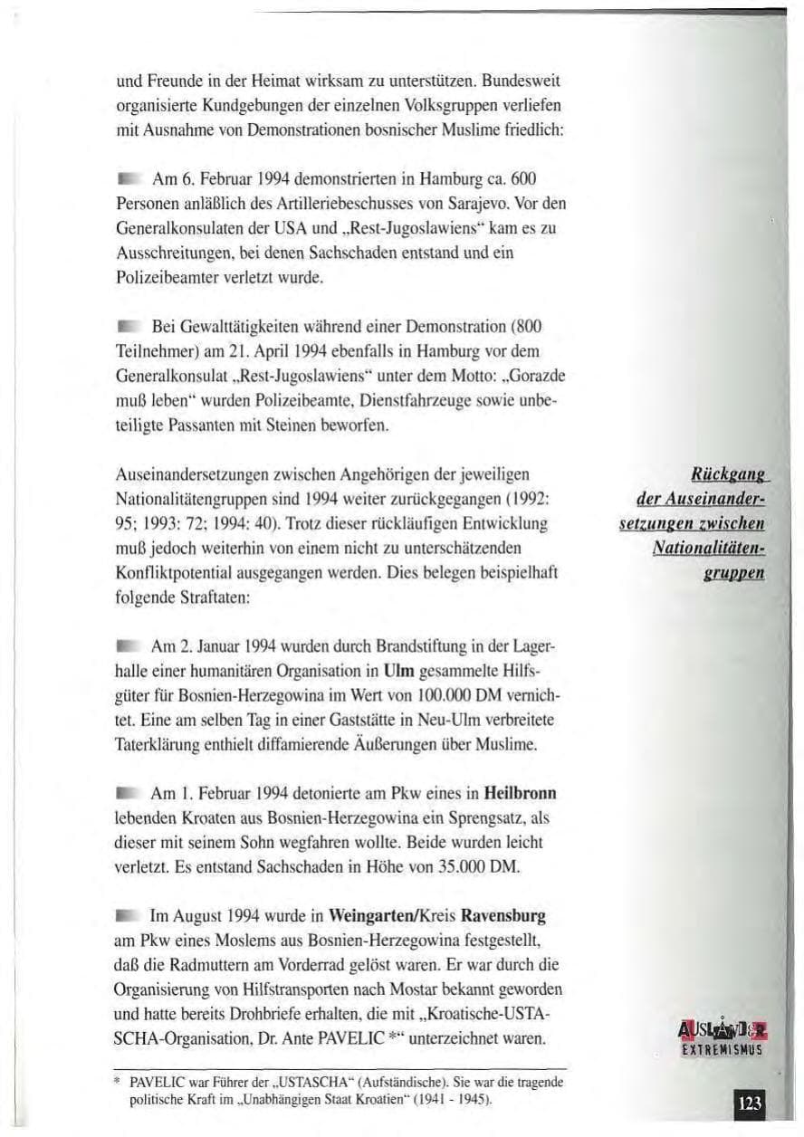 Seite 127 des Verfassungsschutzbericht 1994 Baden-Württemberg