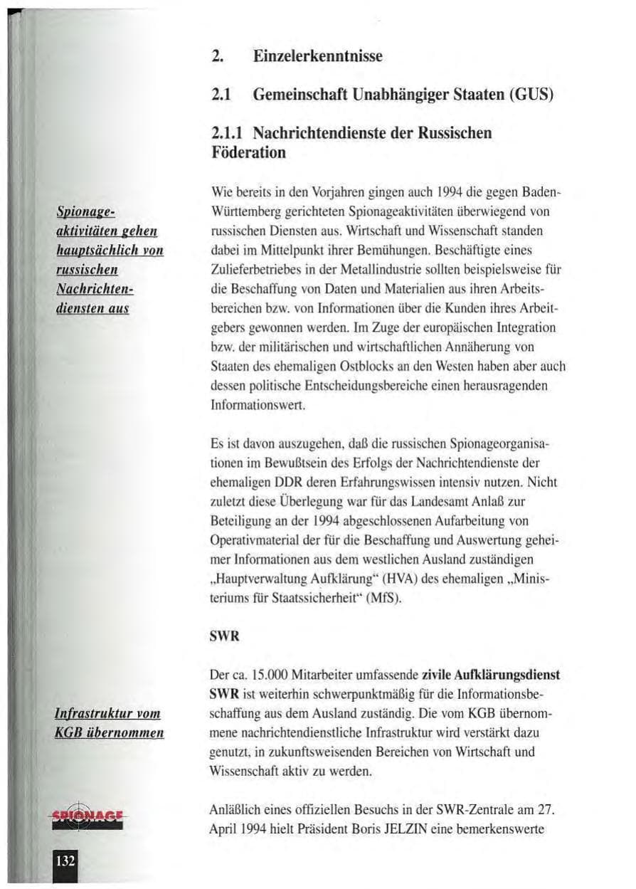 Seite 136 des Verfassungsschutzbericht 1994 Baden-Württemberg