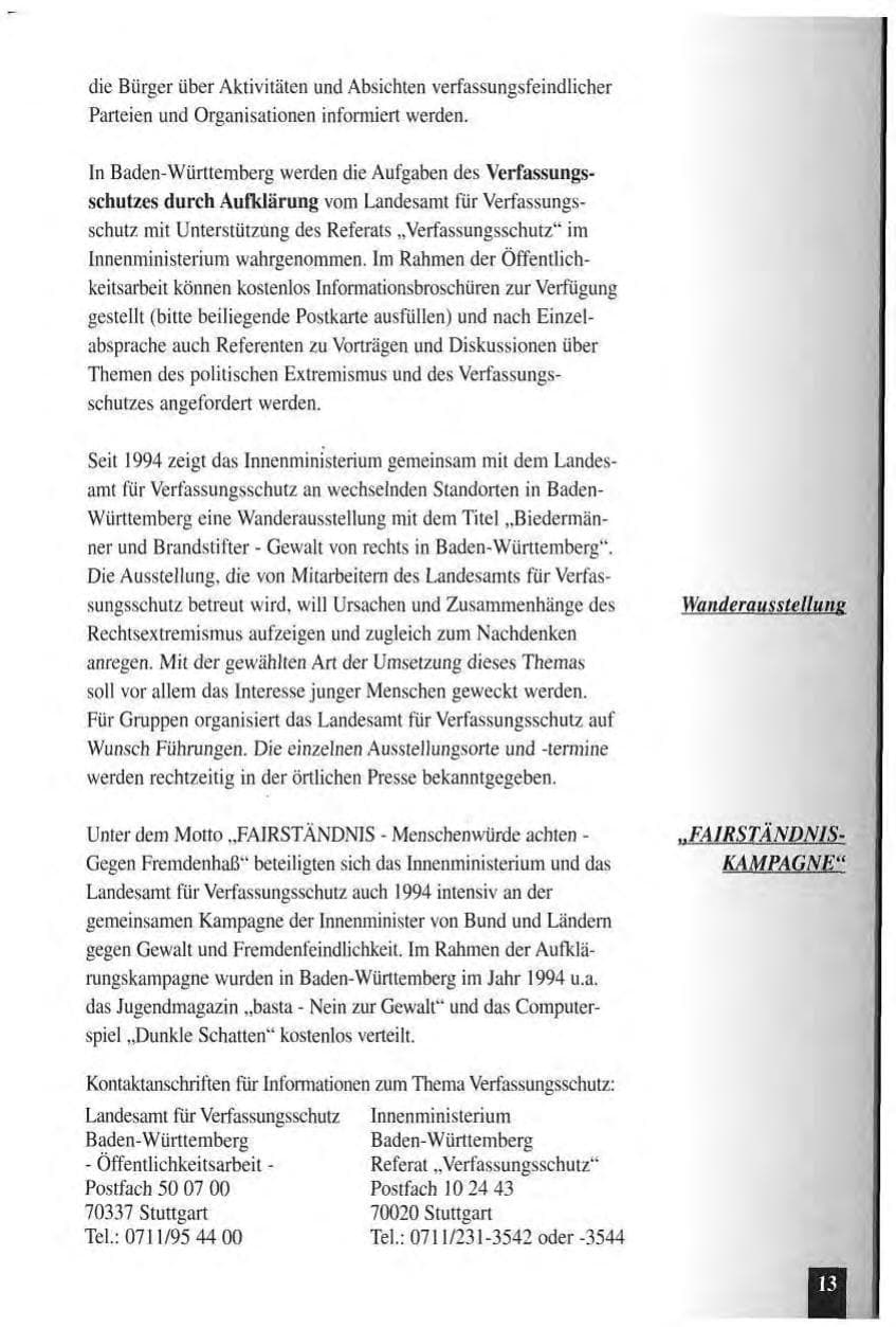 Seite 17 des Verfassungsschutzbericht 1994 Baden-Württemberg
