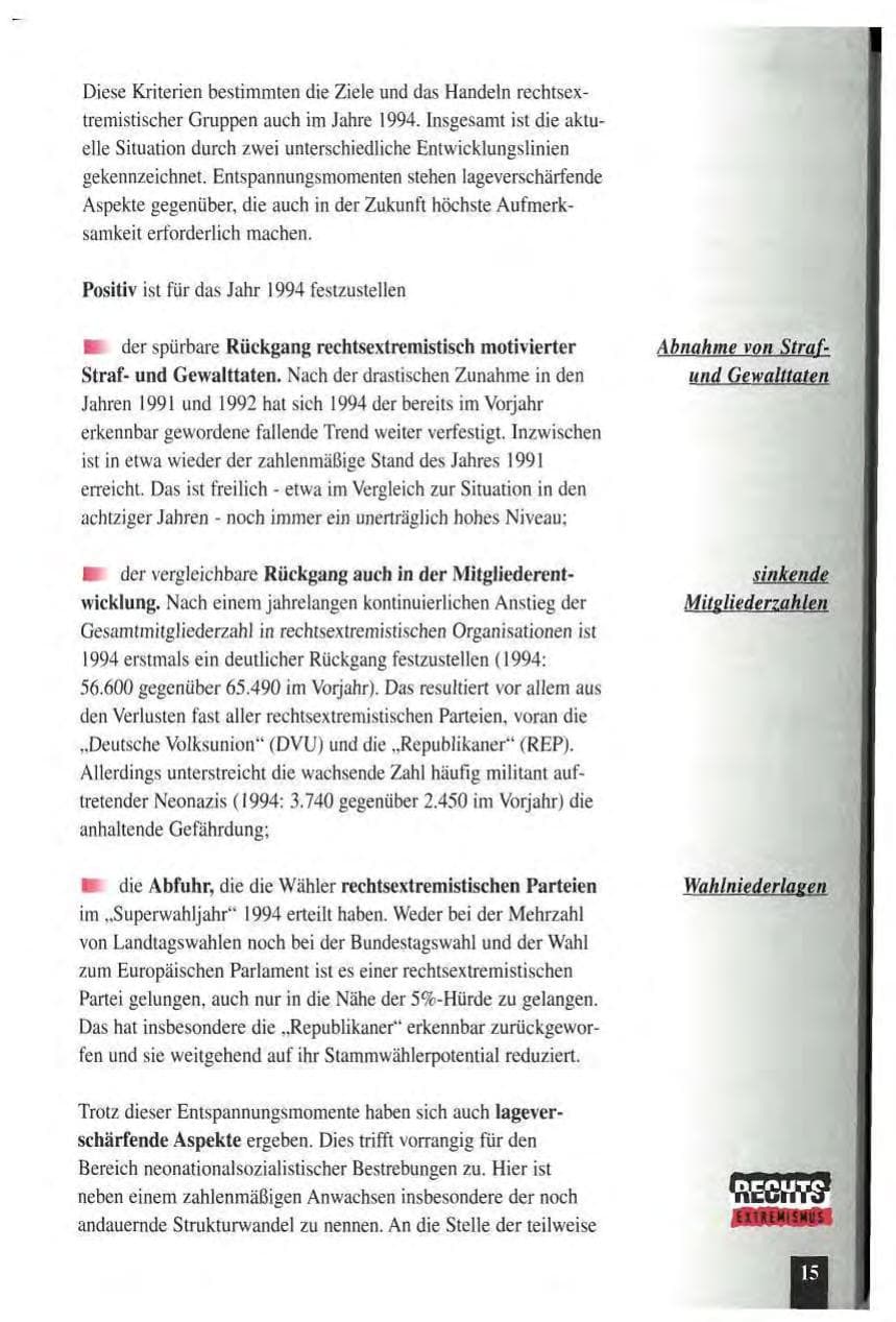 Seite 19 des Verfassungsschutzbericht 1994 Baden-Württemberg