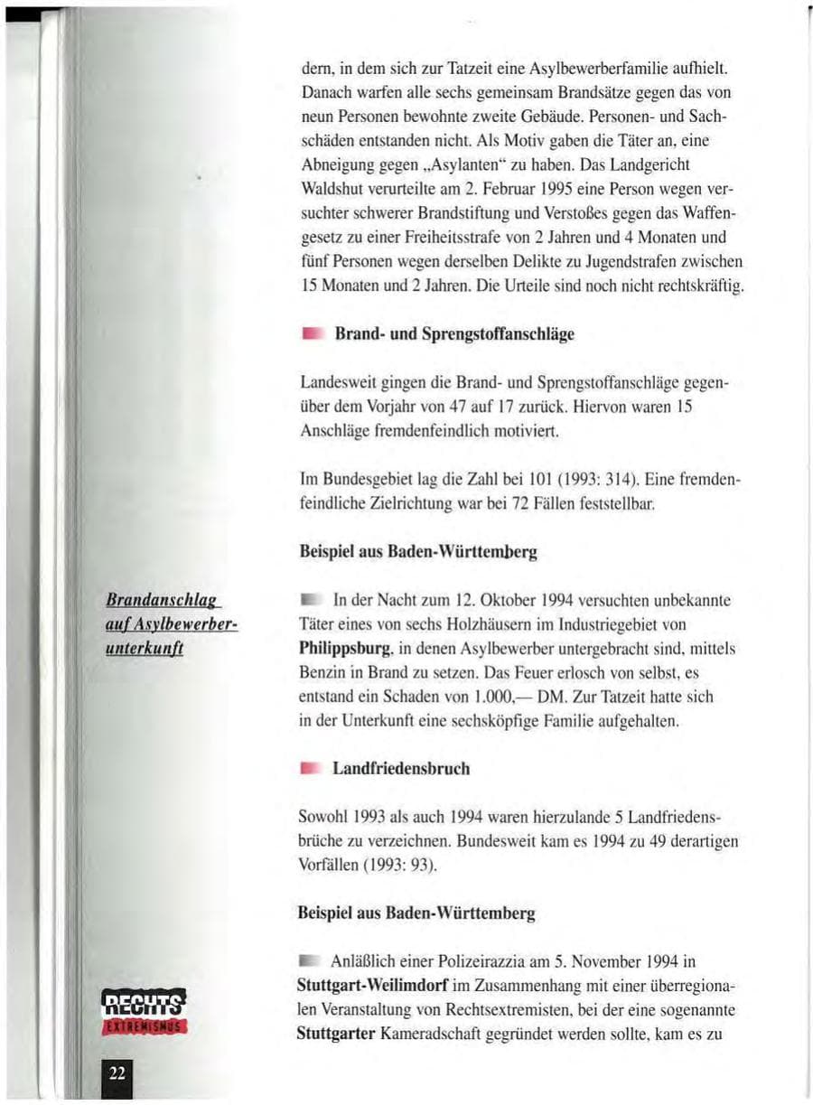 Seite 26 des Verfassungsschutzbericht 1994 Baden-Württemberg