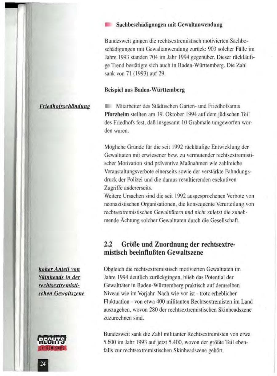 Seite 28 des Verfassungsschutzbericht 1994 Baden-Württemberg